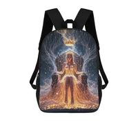 sinyumoney 17 Inch Golden Queen on Throne School Backpack School Bags for Girls Boys Backpack with Pocket Fashion School Bag Kids Backpack