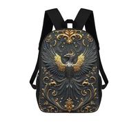 sinyumoney 17 Inch Golden Queen Phoenix Art Backpack with Pocket 3D Printed Travel Rucksacks Book Bags Kids School Bag