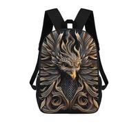 sinyumoney 17 Inch Golden Queen Phoenix Backpack Kids School Backpack 3D Printed Fashion School Bag for Boys Elementary And Middle School Student