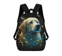 sinyumoney 17 Inch Golden Retriever Flower Backpack with Pocket 3D Printed Travel Rucksacks Book Bags Kids School Bag