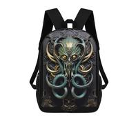 sinyumoney 17 Inch Golden Tentacled Kraken Backpacks Kids School Backpack School Bag 3D Printed School Bag for Boys Elementary And Middle School Students