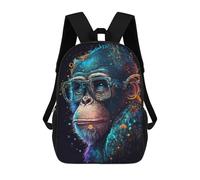 sinyumoney 17 Inch Gorilla with Glasses Art Print Backpack 3D Printed Children's School Backpack for Kids High Capacity Travel Rucksacks Book Bags Kids School Bag Back Pack