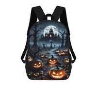 sinyumoney 17 Inch Halloween Spooky Night Scene Casual Daypack Backpacks for Girls Boys High College Knapsack Travel Laptop Rucksack College Bookbag