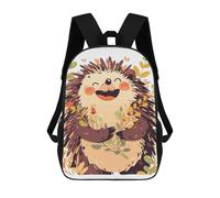sinyumoney 17 Inch Happy Hedgehog with Flowers Illustration Backpacks Kids School Backpack School Bag 3D Printed School Bag for Boys Elementary And Middle School Students