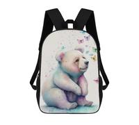 sinyumoney 17 Inch Happy Little Teddy Bear Backpack, Children's Backpack, Student School Bag Bookbag Rucksack, 3D Printed for Boys Girls