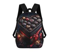 sinyumoney 17 Inch Heart-Shaped Chocolate Box Backpacks Kids School Backpack School Bag 3D Printed for Boys Elementary And Middle School Students