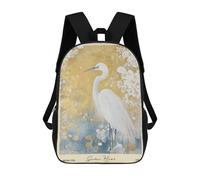 sinyumoney 17 Inch Heron Gustav Klimt Floral Backpack Kids School Backpack 3D Printed Fashion School Bag for Boys Elementary And Middle School Student
