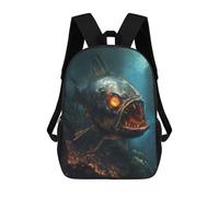 sinyumoney 17 Inch Horror Piranha Dark Demon Backpack, Children's Backpack, Student School Bag Bookbag Rucksack, 3D Printed for Boys Girls