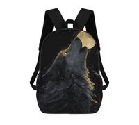 sinyumoney 17 Inch Howling Wolf at The Moon Backpack with Pocket 3D Printed Travel Rucksacks Book Bags Kids School Bag