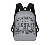 sinyumoney 17 Inch I Fix Stuff And I Know Things - Mechanic Engineer Humor School Backpack School Bags for Girls Boys Backpack with Pocket Fashion School Bag Kids Backpack