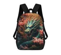 sinyumoney 17 Inch Japanese Dragon Cherry Backpacks Kids School Backpack School Bag 3D Printed for Boys Elementary And Middle School Students