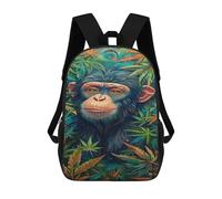 sinyumoney 17 Inch Jungle Chimpanzee Portrait Backpacks Kids School Backpack School Bag 3D Printed School Bag for Boys Elementary And Middle School Students