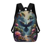 sinyumoney 17 Inch Jungle Peacock Paradise Backpack Kids School Backpack 3D Printed Fashion School Bag for Boys Elementary And Middle School Student