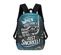 sinyumoney 17 Inch Just Snorkel Underwater Adventure Backpack 3D Printed Children's School Backpack for Kids High Capacity Travel Rucksacks Book Bags Kids School Bag Back Pack