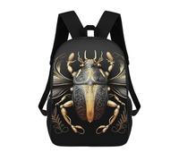 sinyumoney 17 Inch King Golden Black Beetle Backpacks Kids School Backpack School Bag 3D Printed School Bag for Boys Elementary And Middle School Students