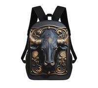 sinyumoney 17 Inch King Golden Bull Art Deco Backpacks Kids School Backpack School Bag 3D Printed for Boys Elementary And Middle School Students