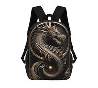 sinyumoney 17 Inch King Golden Dragon Backpack, Children's Backpack, Student School Bag Bookbag Rucksack, 3D Printed for Boys Girls