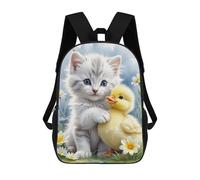 sinyumoney 17 Inch Kitten And Duckling Friendship School Backpack School Bags for Girls Boys Backpack with Pocket Fashion School Bag Kids Backpack