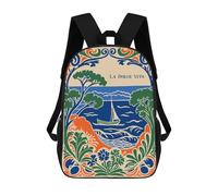 sinyumoney 17 Inch La Dolce Vita Coastal Art Backpacks Kids School Backpack School Bag 3D Printed School Bag for Boys Elementary And Middle School Students