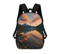 sinyumoney 17 Inch Lake And Mountain Sunset Reflection School Backpack School Bags for Girls Boys Backpack with Pocket Fashion School Bag Kids Backpack