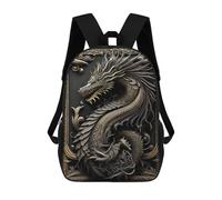 sinyumoney 17 Inch Legendary Golden Dragon Backpack, Children's Backpack, Student School Bag Bookbag Rucksack, 3D Printed for Boys Girls