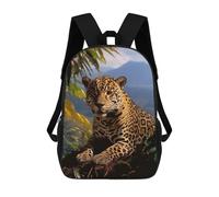 sinyumoney 17 Inch Leopard Portrait Backpack with Pocket 3D Printed Travel Rucksacks Book Bags Kids School Bag
