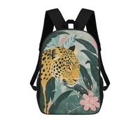 sinyumoney 17 Inch Leopard Tropical Jungle School Backpack School Bags for Girls Boys Backpack with Pocket Fashion School Bag Kids Backpack