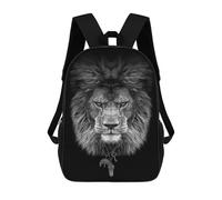 sinyumoney 17 Inch Lion Head Black And White Backpack with Pocket 3D Printed Travel Rucksacks Book Bags Kids School Bag