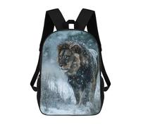 sinyumoney 17 Inch Lion in Winter Snowfall Backpack with Pocket 3D Printed Travel Rucksacks Book Bags Kids School Bag