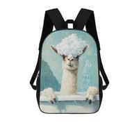 sinyumoney 17 Inch Llama Bath Time Backpack with Pocket 3D Printed Travel Rucksacks Book Bags Kids School Bag