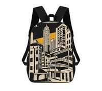 sinyumoney 17 Inch Los Angeles Cityscape Illustration Backpacks Kids School Backpack School Bag 3D Printed for Boys Elementary And Middle School Students