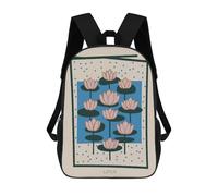 sinyumoney 17 Inch Lotus Flower Mid Century Backpack Kids School Backpack 3D Printed Fashion School Bag for Boys Elementary And Middle School Student