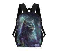 sinyumoney 17 Inch Magical Celestial Cat Artwork Backpack Kids School Backpack 3D Printed Fashion School Bag for Boys Elementary And Middle School Student