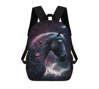sinyumoney 17 Inch Magical Celestial Horse Backpack with Pocket 3D Printed Travel Rucksacks Book Bags Kids School Bag