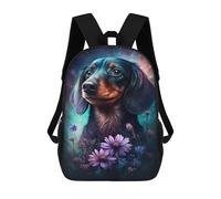 sinyumoney 17 Inch Magical Dachshund Garden Art Print School Backpack School Bags for Girls Boys Backpack with Pocket Fashion School Bag Kids Backpack