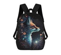 sinyumoney 17 Inch Magical Fox with Flowers-3 Backpacks Kids School Backpack School Bag 3D Printed for Boys Elementary And Middle School Students