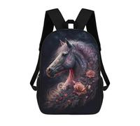 sinyumoney 17 Inch Magical Horse with Flowers Backpacks Kids School Backpack School Bag 3D Printed School Bag for Boys Elementary And Middle School Students