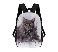 sinyumoney 17 Inch Maine Coon Cat Watercolor Backpacks Kids School Backpack School Bag 3D Printed for Boys Elementary And Middle School Students