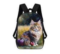 sinyumoney 17 Inch Maine Coon Cat with Apples Backpack, Children's Backpack, Student School Bag Bookbag Rucksack, 3D Printed for Boys Girls