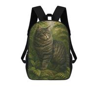 sinyumoney 17 Inch Majestic Cat in Lush Greenery Casual Daypack Backpacks for Girls Boys High College Knapsack Travel Laptop Rucksack College Bookbag