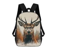 sinyumoney 17 Inch Majestic Deer Portrait in Autumn Forest Backpacks Kids School Backpack School Bag 3D Printed for Boys Elementary And Middle School Students