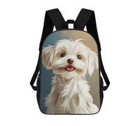 sinyumoney 17 Inch Maltese Puppy Portrait Backpacks Kids School Backpack School Bag 3D Printed for Boys Elementary And Middle School Students