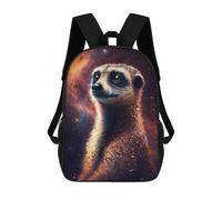 sinyumoney 17 Inch Meerkat in Space Backpacks Kids School Backpack School Bag 3D Printed School Bag for Boys Elementary And Middle School Students