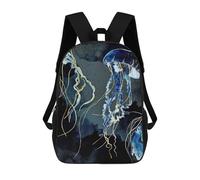 sinyumoney 17 Inch Metallic Ocean III Backpack 3D Printed Children's School Backpack for Kids High Capacity Travel Rucksacks Book Bags Kids School Bag Back Pack