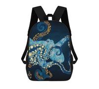 sinyumoney 17 Inch Metallic Octopus VII Backpack, Children's Backpack, Student School Bag Bookbag Rucksack, 3D Printed for Boys Girls