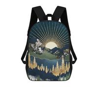 sinyumoney 17 Inch Midnight Mountains Backpacks Kids School Backpack School Bag 3D Printed for Boys Elementary And Middle School Students