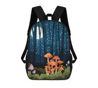 sinyumoney 17 Inch Midnight Mushrooms Backpack 3D Printed Children's School Backpack for Kids High Capacity Travel Rucksacks Book Bags Kids School Bag Back Pack