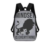sinyumoney 17 Inch Mindset Is Everything Lion Cat - Gym, Hustle, Success, Motivational Casual Daypack Backpacks for Girls Boys High College Knapsack Travel Laptop Rucksack College Bookbag