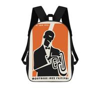 sinyumoney 17 Inch Montreux Jazz Festival Backpack Kids School Backpack 3D Printed Fashion School Bag for Boys Elementary And Middle School Student