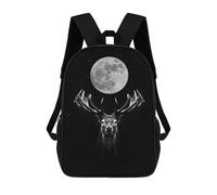 sinyumoney 17 Inch Moon Deer Wallpaper Backpack Kids School Backpack 3D Printed Fashion School Bag for Boys Elementary And Middle School Student